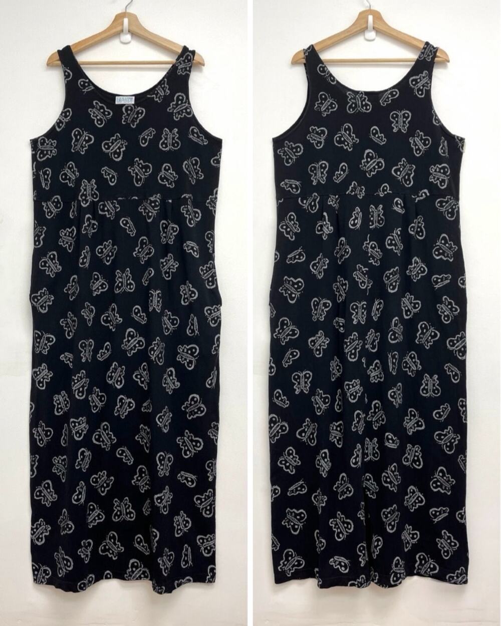 Fresh Produce Vintage 90s Butterfly Print Cotton Tank Relaxed Maxi Dress XL